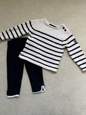 Hublot Navy & White Striped Knit Sweater with Leggings Matching Set